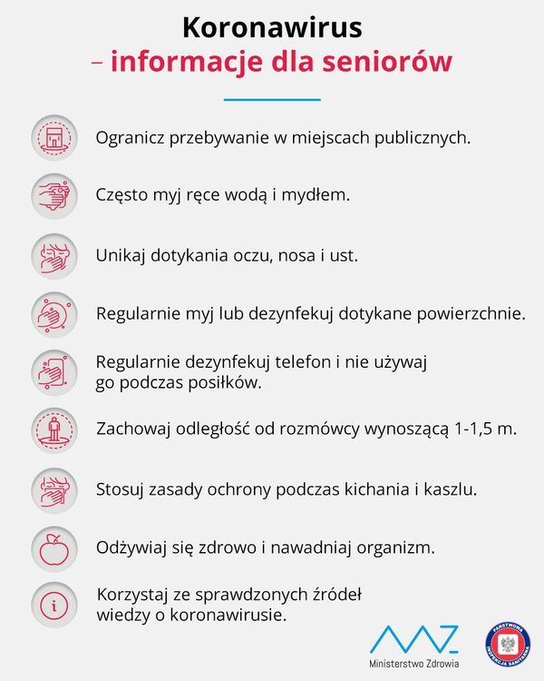 Infografika: Koronawirus - informacja dla seniorów