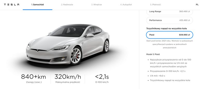 Tesla Model S Plaid nadchodzi! Z trzema silnikami i mocą ponad 1100 koni mechanicznych!