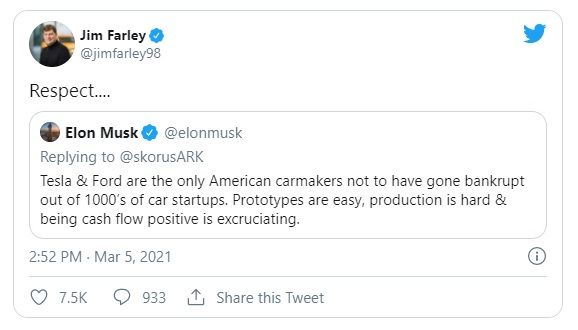 Elon Musk twierdzi, że Tesla nigdy nie zbankrutuje