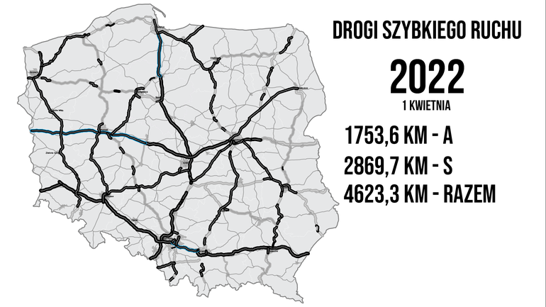 Drogi szybkiego ruchu 2022 - mapa