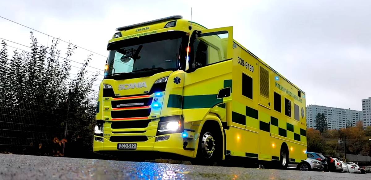 Ambulans Scania - nowa karetka intensywnej terapii w Sztokholmie