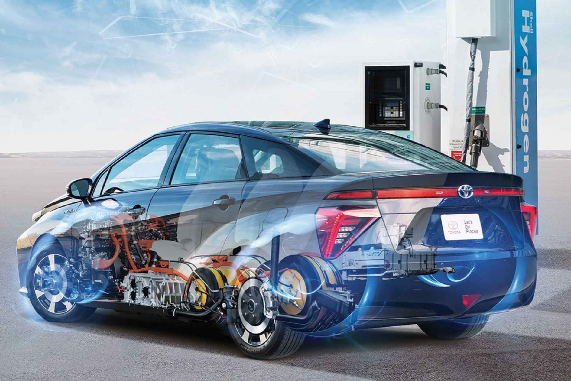 stacja tankowania wodoru i Toyota Mirai