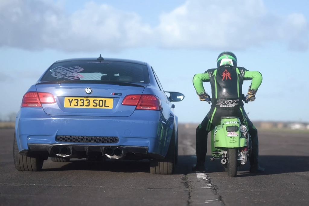 BMW M3 kontra Vespa, screen serwisu z YouTube / OFFICIALLY GASSED - OG