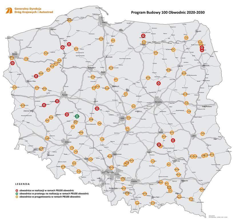 Program budowy 100 obwodnic - postÄp prac