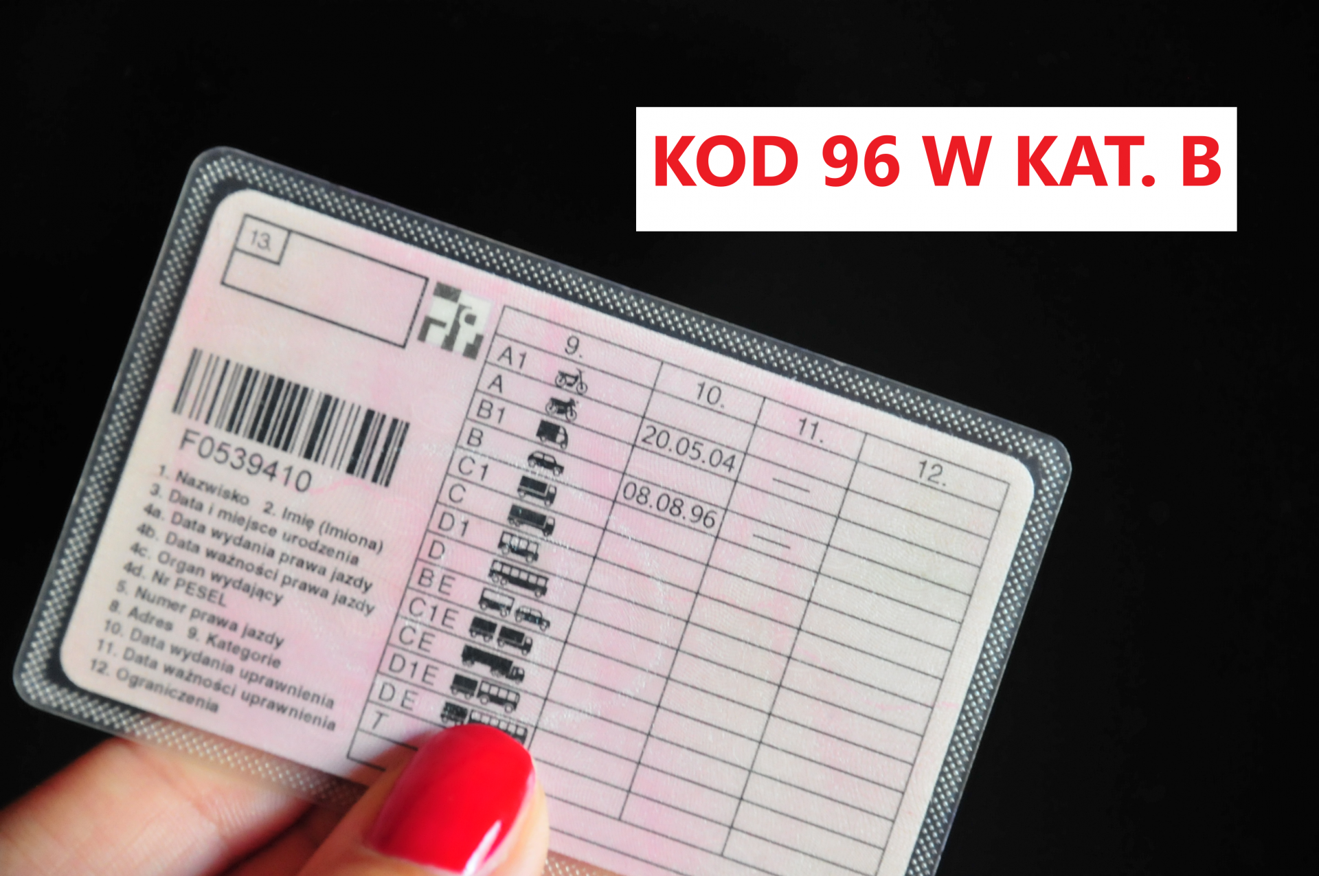 KOD 96 w prawie jazdy