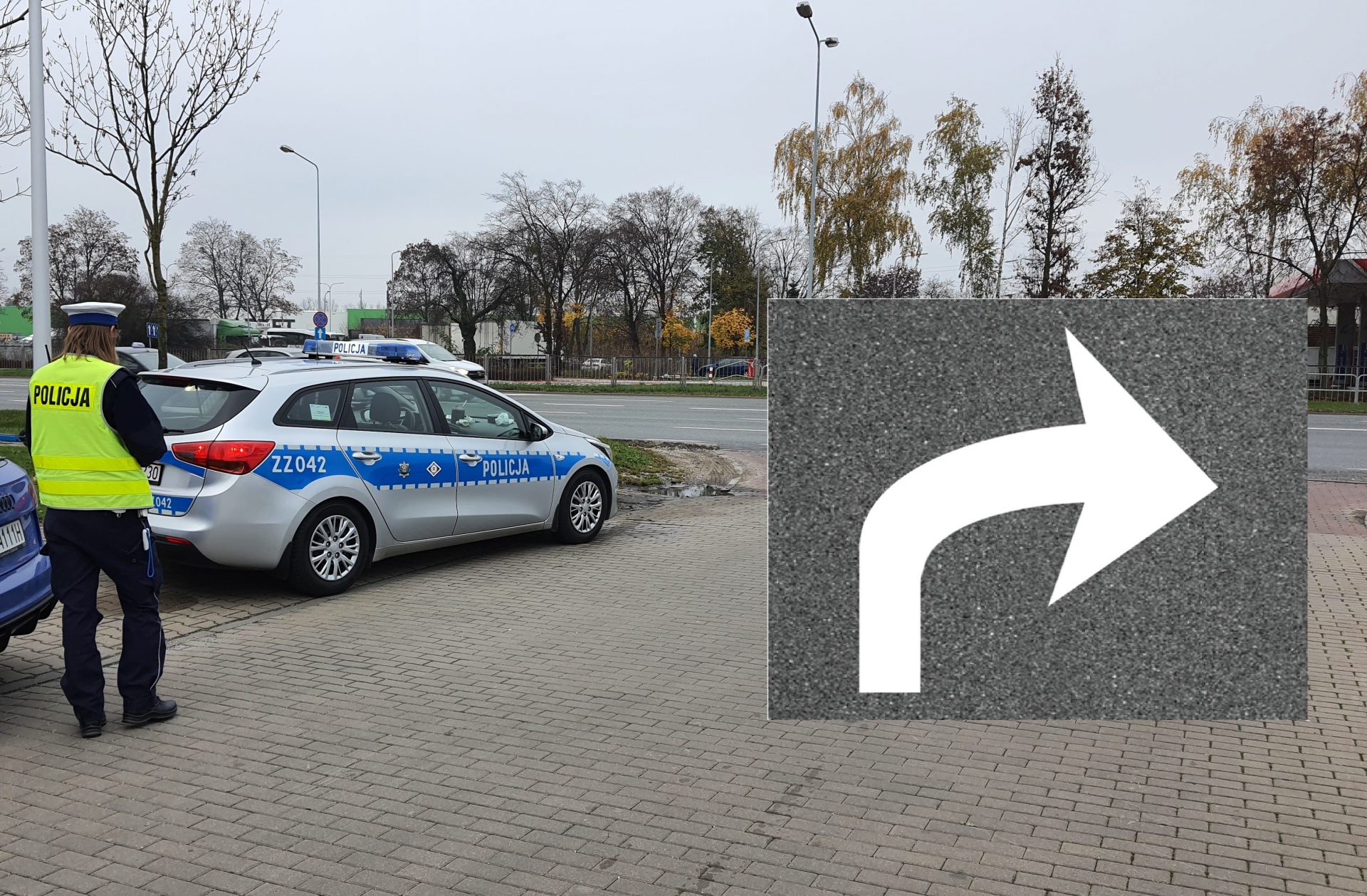 Kierunkowskaz na pasie do skrÄtu