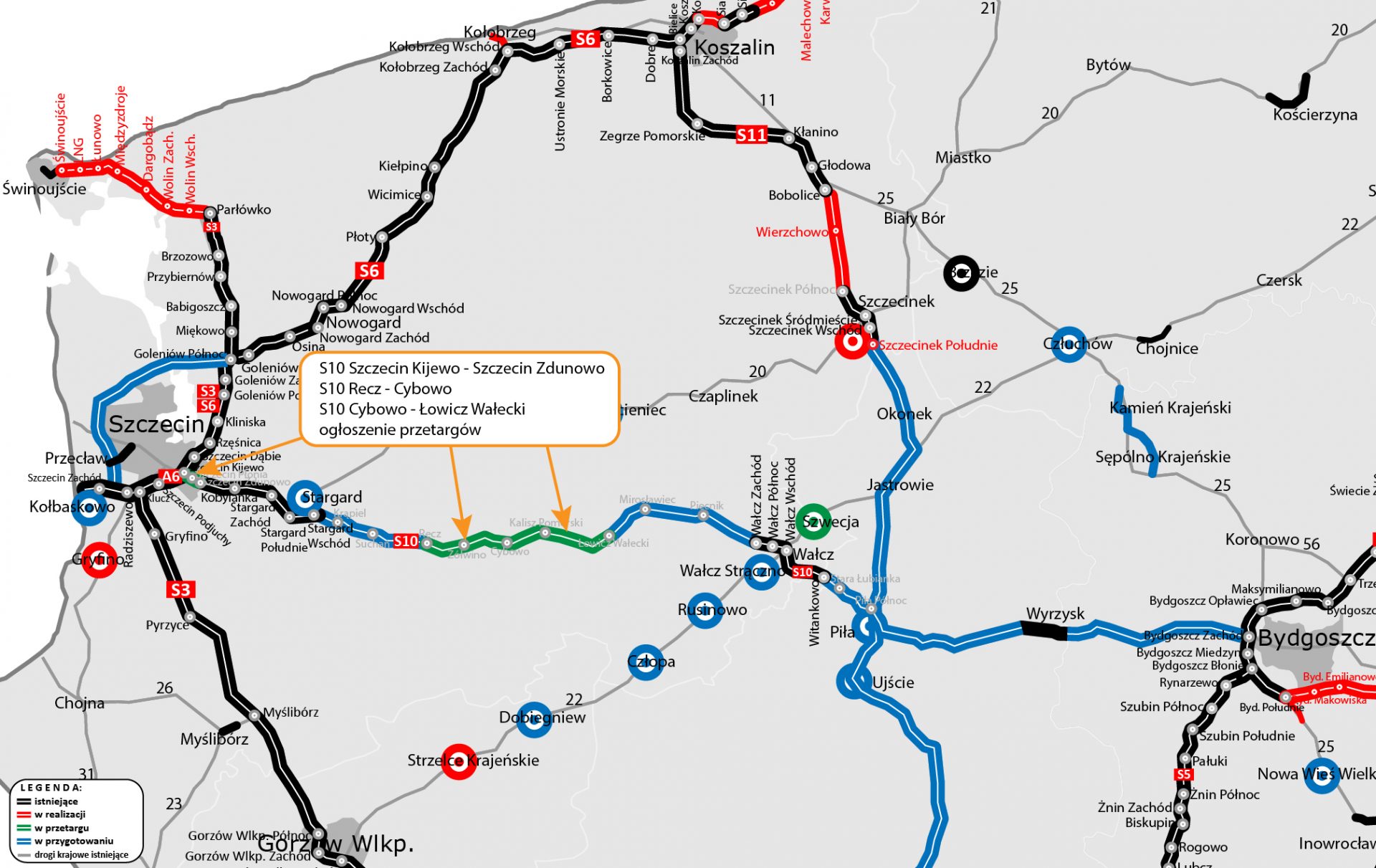 Ruszają przetargi na nowe odcinki drogi S10. Będą miały ponad 113 km!
